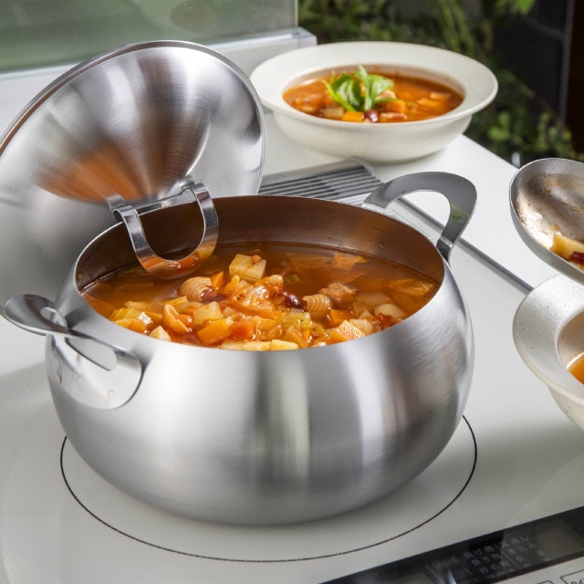 スープ＆カレーポット 20cm IH対応 ステンレス製 日本製 下村企販 [KU] 4957423095303