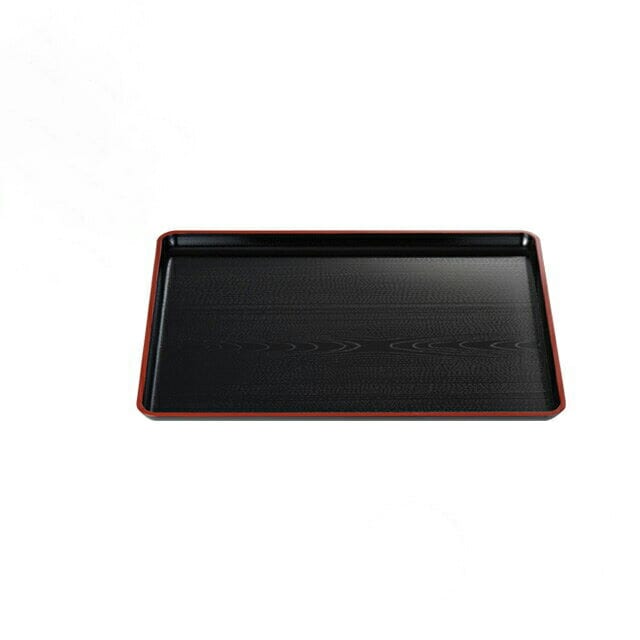 お盆 トレー 新木目長手盆 黒天朱 尺2寸 5個セット 和美作日 Wabisabi（3-307-12)