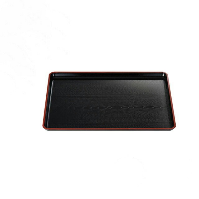 お盆 トレー 新木目長手盆 黒天朱 尺3寸 5個セット 和美作日 Wabisabi（3-307-13)