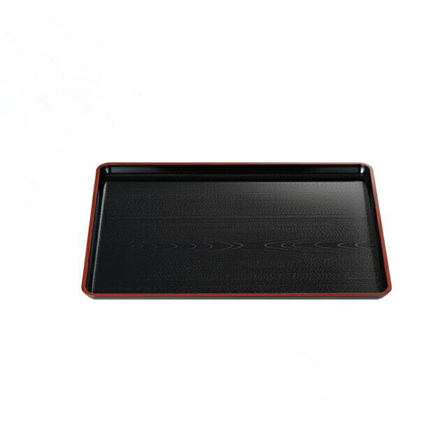 お盆 トレー 新木目長手盆 黒天朱 尺4寸 3個セット 和美作日 Wabisabi（3-307-14)