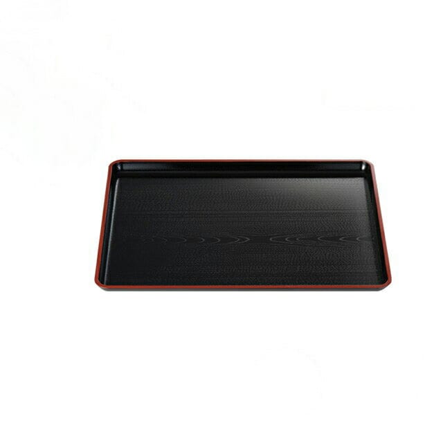 お盆 トレー 新木目長手盆 黒天朱 ノンスリップ加工 尺2寸 3個セット 和美作日 Wabisabi（3-307-17)