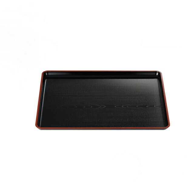 お盆 トレー 新木目長手盆 黒天朱 ノンスリップ加工 尺4寸 3個セット 和美作日 Wabisabi（3-307-19)