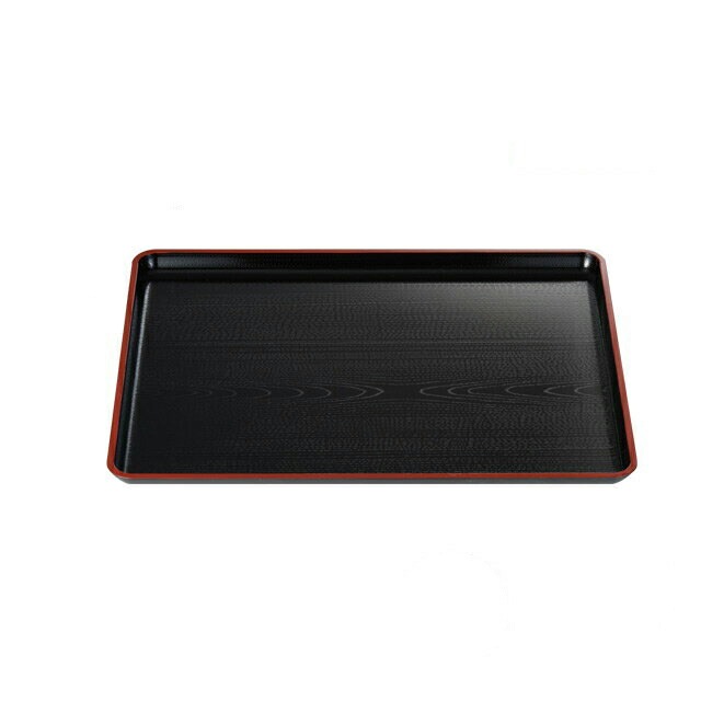 お盆 トレー 新木目長手盆 黒天朱 ノンスリップ加工 尺5寸 3個セット 和美作日 Wabisabi（3-307-20)