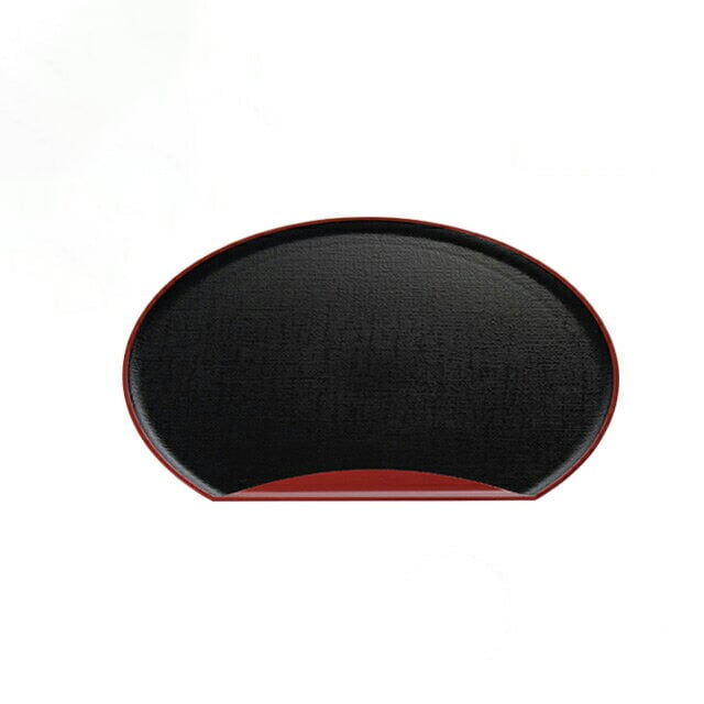 お盆 トレー 加賀布目半月盆 黒天朱 ノンスリップ加工 尺0寸 3個セット 和美作日 Wabisabi（3-309-03)