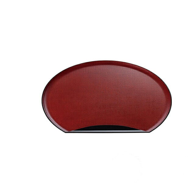 お盆 トレー 加賀布目半月盆 朱かすり天黒 9寸 3個セット 和美作日 Wabisabi（3-309-08)