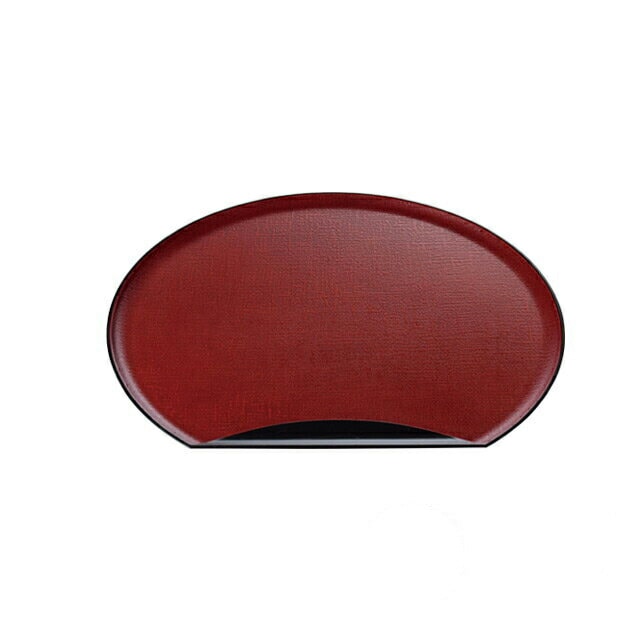 お盆 トレー 加賀布目半月盆 朱かすり天黒 尺0寸 3個セット 和美作日 Wabisabi（3-309-09)