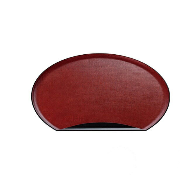 お盆 トレー 加賀布目半月盆 朱かすり天黒 尺1寸 3個セット 和美作日 Wabisabi（3-309-10)