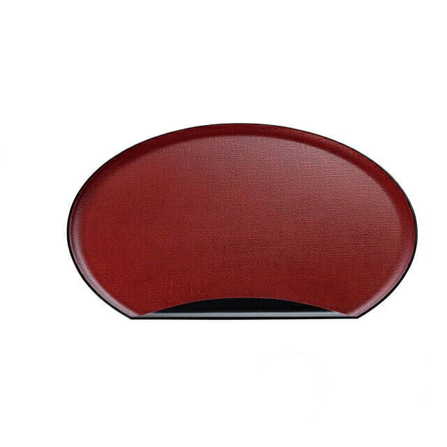 お盆 トレー 加賀布目半月盆 朱かすり天黒 尺2寸 3個セット 和美作日 Wabisabi（3-309-11)