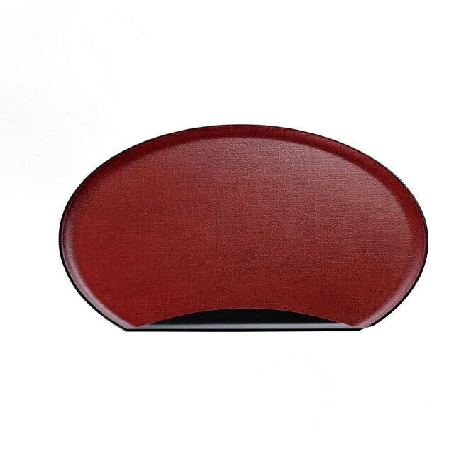 お盆 トレー 加賀布目半月盆 朱かすり天黒 尺3寸 3個セット 和美作日 Wabisabi（3-309-12)