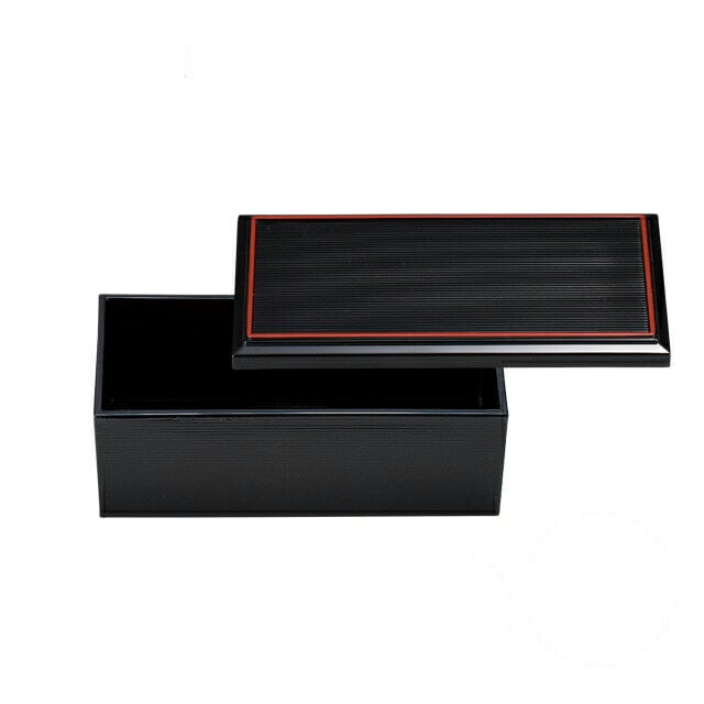 松花堂 7寸長手深型千筋 黒天朱 内黒 3個セット 和美作日 Wabisabi（3-633-04)