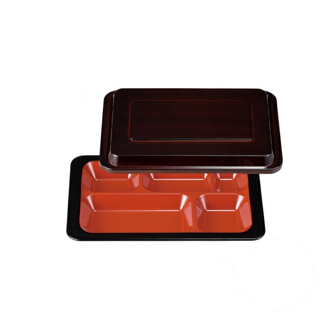 長手金津弁当 尺0寸 茶木目内朱 3個セット 和美作日 Wabisabi（3-633-09)