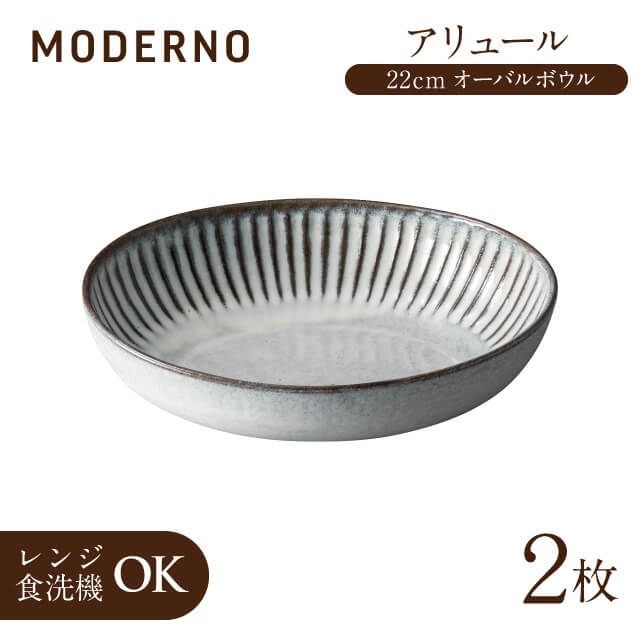 アリュール 22cmオーバルボウル 2個 モデルノ（U41-935-0106）