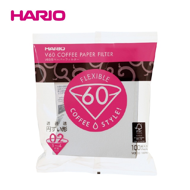 ハリオ V60用 ペーパーフィルター 100枚入 VCF-02-100W（159168）07-0316-0801