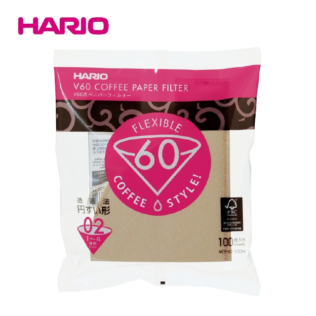 ハリオ V60用 ペーパーフィルター 100枚入 VCF-02-100M（159169）07-0316-0802