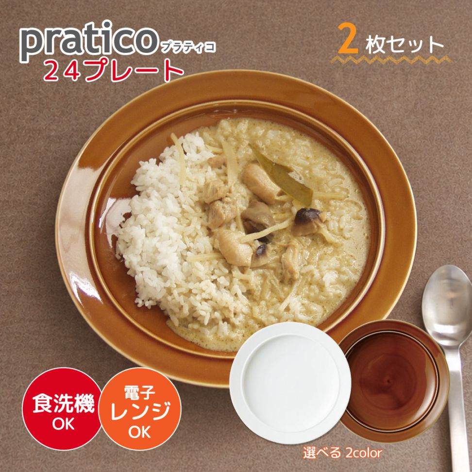 24プレート 2枚セット pratico プラティコ 白 キャラメル 選べる2カラー ボール 小田陶器（M24301・M24302）