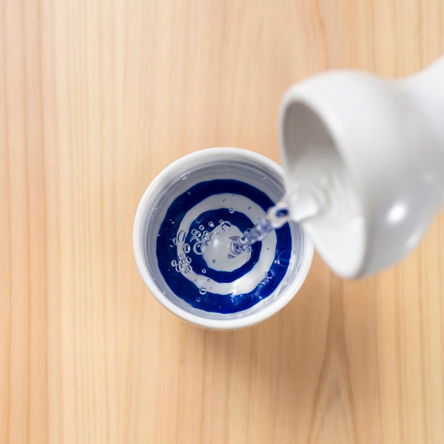 お猪口 蛇の目 ぐい呑 白 渦紺 70ml 6個入- ANNONオリジナル商品