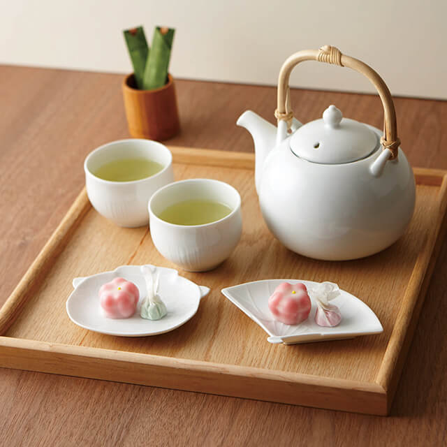 細工小皿 茶釜 10枚セット ガク gaku 白磁 深山陶器 miyama（34-023