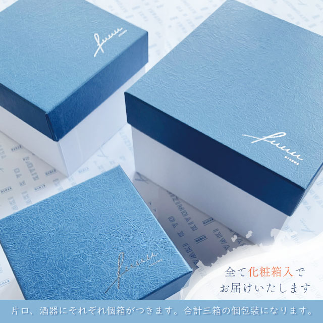酒器三点揃 片口 120ml & お猪口 40ml 選べる4色 fuuu 京焼 清水焼（COS-002-）