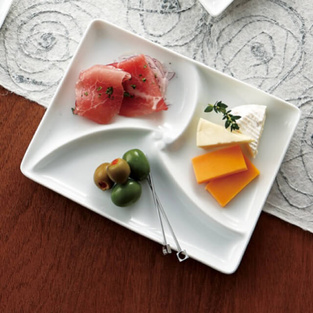 三つ仕切り皿 巴 5枚セット 和 nagomi 3parts plate 白磁 深山陶器