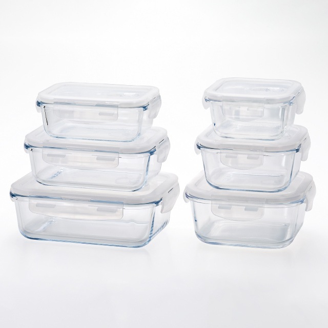 密封保存容器 耐熱ガラス 4面ロック 角スクエア 750ml クックロック