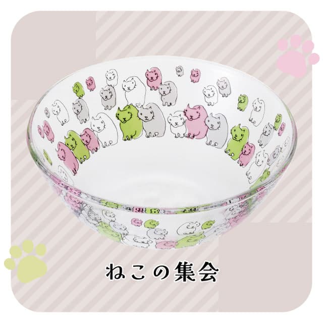 ねこボール ねこづくし 選べる全2種 ボウル 猫 アデリア 石塚硝子（6516・6517）