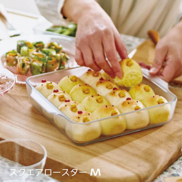 セラベイク　パウンド型M スクエアロースターM セット セラベイク 耐熱ガラス スクエアロースター M 蓋付き 500ml （ Cera