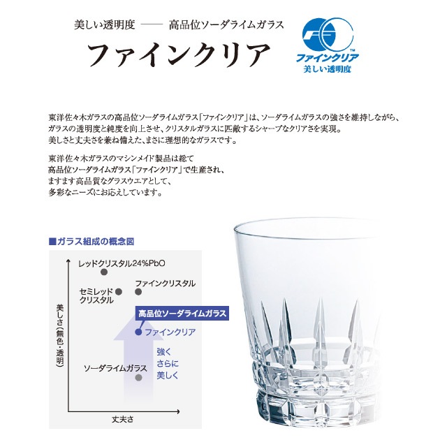 タンブラー 薄氷 矢来カット 370ml 6個入 東洋佐々木ガラス（B