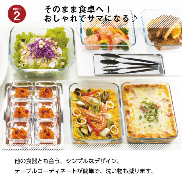 グラタン皿 セラベイク 耐熱ガラス レクタングルロースターM 1800ml Cera Bake アデリア 石塚硝子（K-9582）