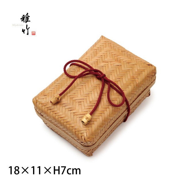 弁当箱 すす竹アジロ弁当 中 結びひも付 雅竹（70-033）