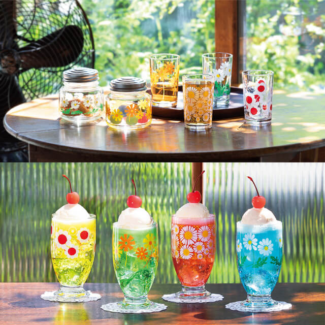 アデリアグラス　未使用　箱付き　アンティーク硝子　昭和レトロ　　とろとろガラス ADERIA アデリアレトロ 脚付きグラス 305ml 日本製 レトロ 昭和 昭和