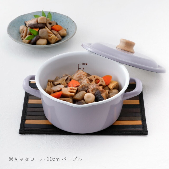 富士ホーロー キャセロール 20cm パープル ガス・IH対応 Cotton Plus Honey Ware（CTP-20WPU） [KU] 4977618114350