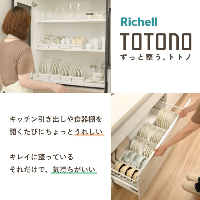ディッシュスタンド R ワイド ホワイト トトノ リッチェル 棚置き用 キッチン 収納 [KU] 4945680100045 