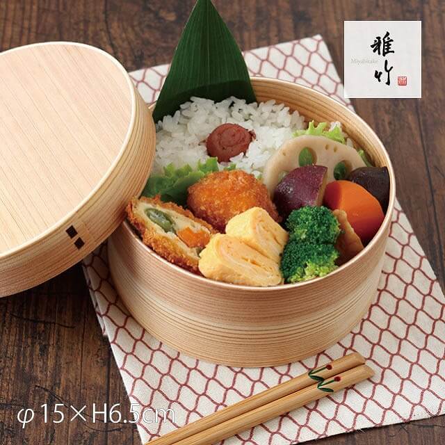 弁当箱 杉 曲げわっぱ弁当 丸 雅竹（70-176）- 雅竹(MIYABITAKE