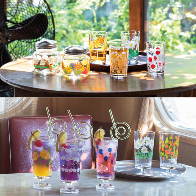 アデリアレトロ 脚付きグラス 選べる柄 全7種 アデリア 石塚硝子（1900・1901・1902・1903・1904・1932・1975）