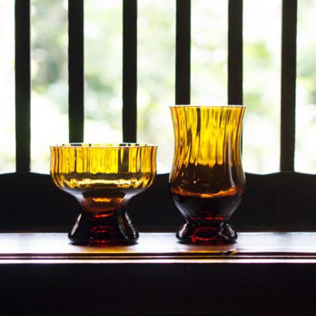 BYRONコーヒーグラス モール 6個セット 250ml 選べる2色 昭和モダン珈琲 廣田硝子（MO-1023AMBM・MO-1023CM）