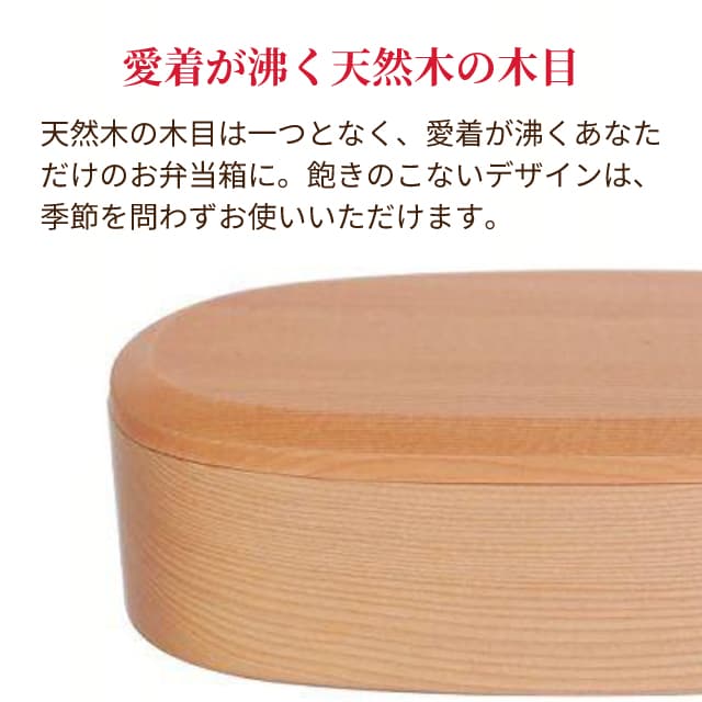 弁当箱 天然木くり抜き弁お当箱 豆型2段 460ml ナノコート BDH-05XT（472481）