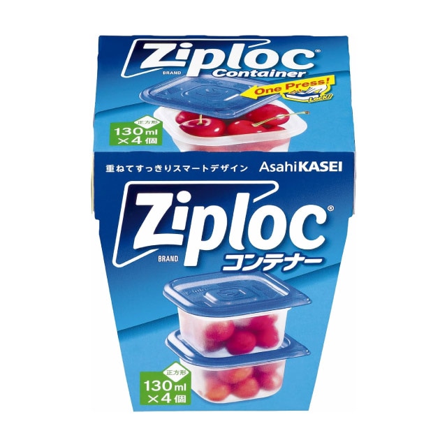 ジップロックコンテナー 正方形 130ml 4個入 （426136）07-0150-0101