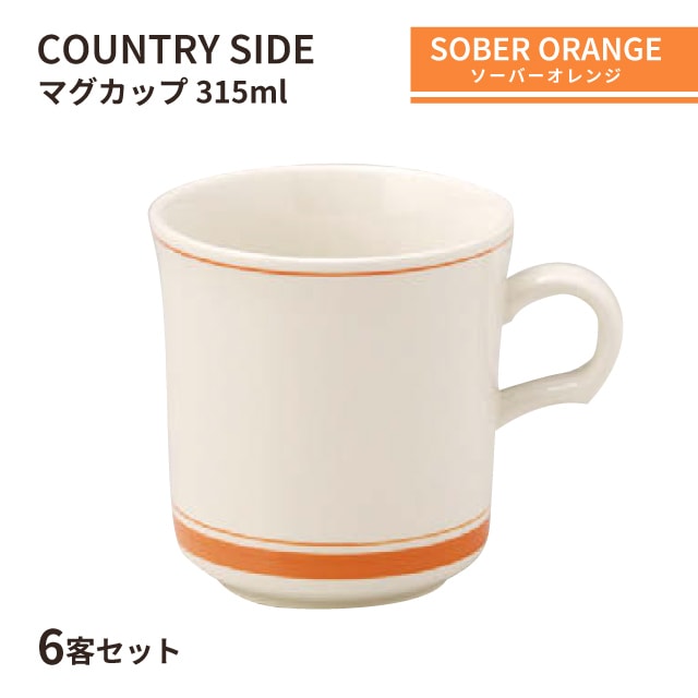 カントリーサイド マグカップ 315ml ソーバーオレンジ 6客セット KOYO 光洋陶器（13425050）