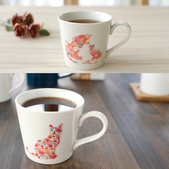 温感グレーズ 猫マグ ネコMug 選べる5種の猫柄 丸モ高木陶器（0771-010-01・0771-006-01・0771-008-01・0771-010-09）