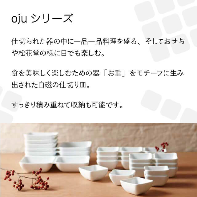 2つ仕切り皿 S 10枚セット オジュー oju 白磁 深山陶器 miyama（87-050