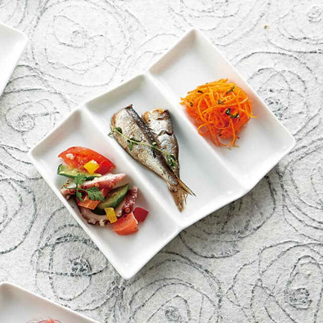 三つ仕切り皿 屏風 5枚セット 和 nagomi 3parts plate 白磁 深山陶器