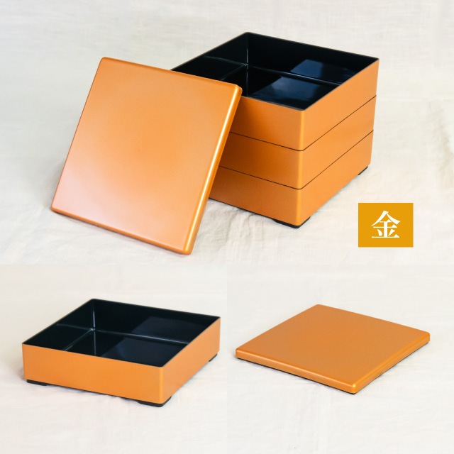 重箱 6.5寸/7.0寸 2段/3段用 彩重 新溜/金/銀 抗菌加工（COS-102-2）