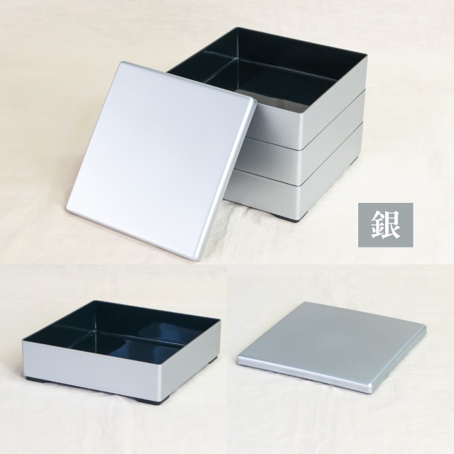 重箱 6.5寸/7.0寸 2段/3段用 彩重 新溜/金/銀 抗菌加工（COS-102-2）