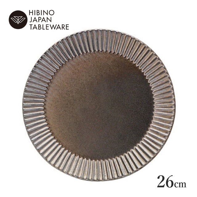 日比野陶器 エクレ 26cm プレート ブラックゴールド（H03-078-276）