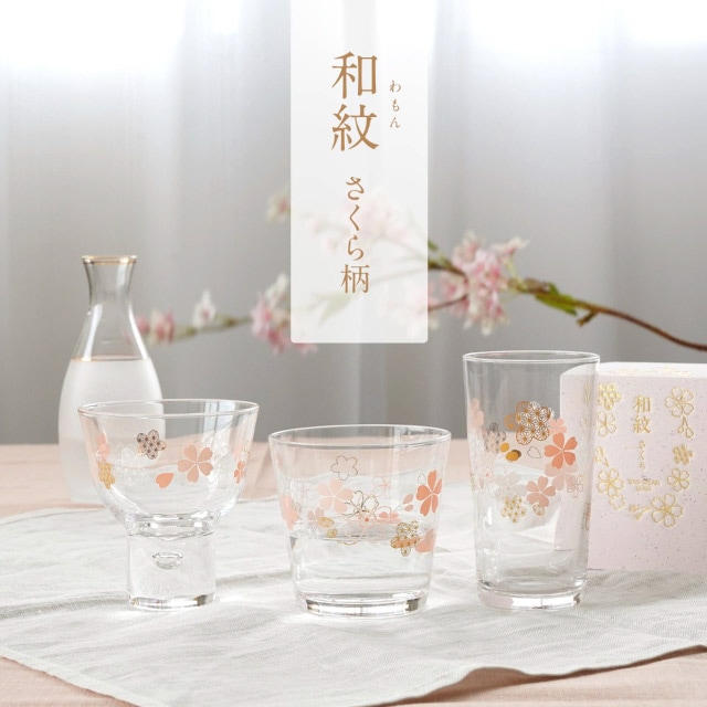 杯 広口 さくら柄 170ml 和紋 専用箱付 東洋佐々木ガラス（BT-20206