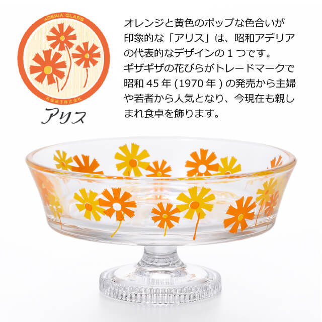 アデリアレトロ 脚付き デザート 浅型 ガラス 柄が選べる2個セット アデリア/石塚硝子（6187・6188・6189・6190・6191・6192・6193・6194）