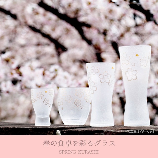 ビールグラス ペアセット 桜 M 310ml 箱付き 泡づくりプレミアムニッポンテイスト アデリア 石塚硝子（S-6006）