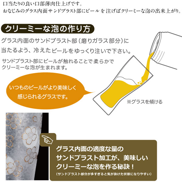 ビールグラス 桜 L 415ml 箱付き 泡づくりプレミアムニッポンテイスト