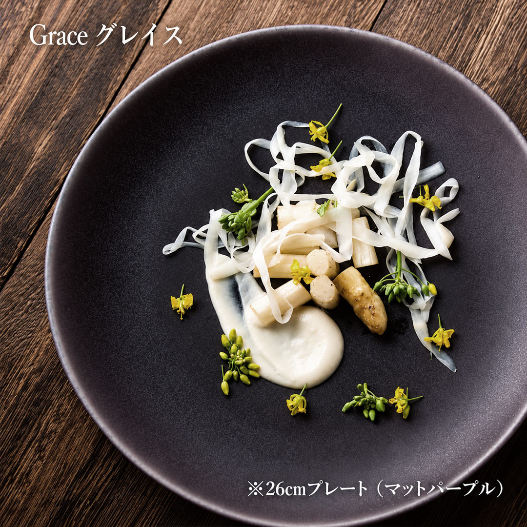 日比野陶器 グレイス 19cm  プレート マットパープル 2個セット（H03-349-233）
