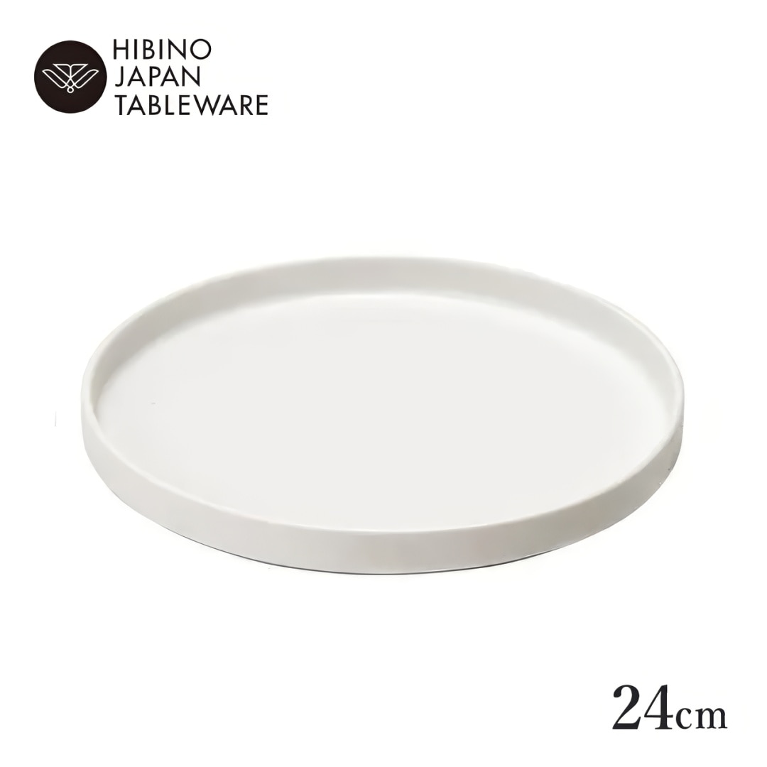 日比野陶器 ストーン 24cm 切立プレート リッチホワイト（H03-366-284）